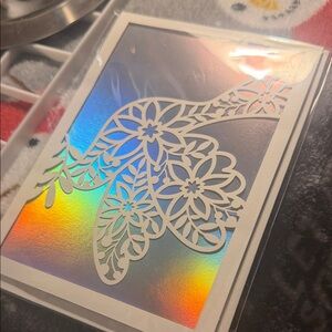 Papyrus Silver and White Floral Thank You Card